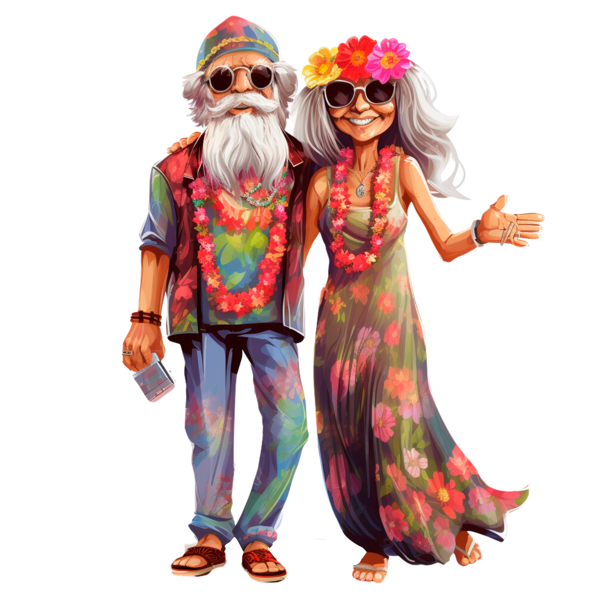 Old Couple Hippie Stickers - Print My Stickers