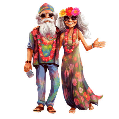 Old Couple Hippie Stickers - Print My Stickers