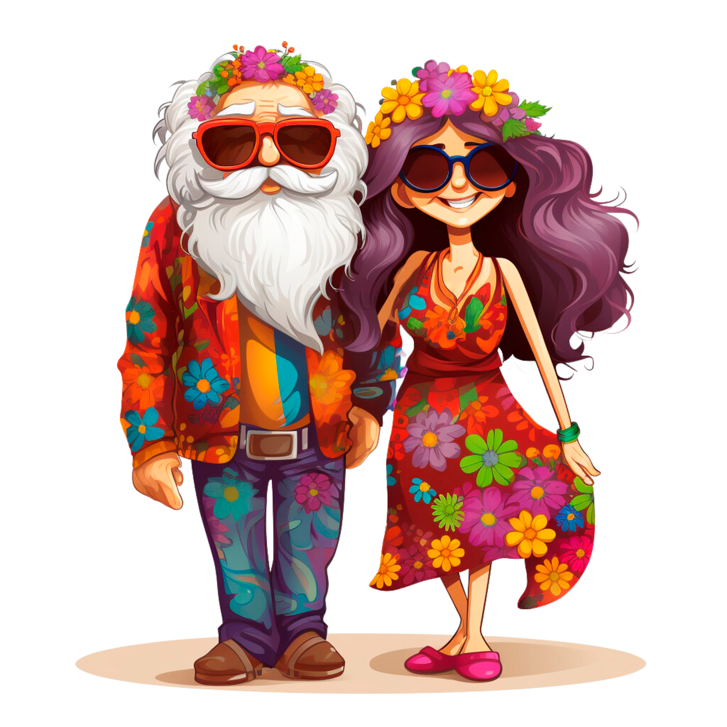 Old Couple Hippie Stickers - Print My Stickers