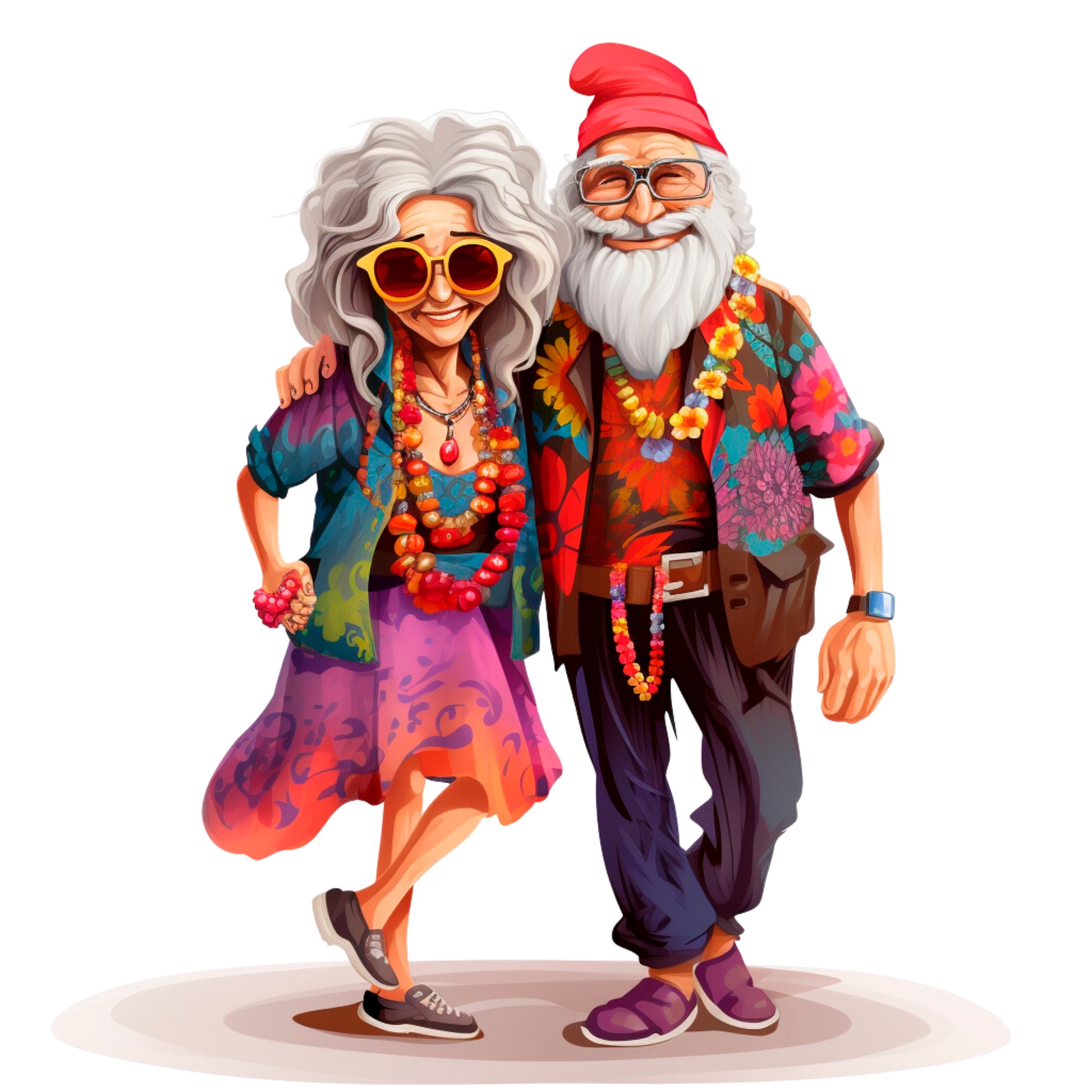 Old Couple Hippie Stickers - Print My Stickers