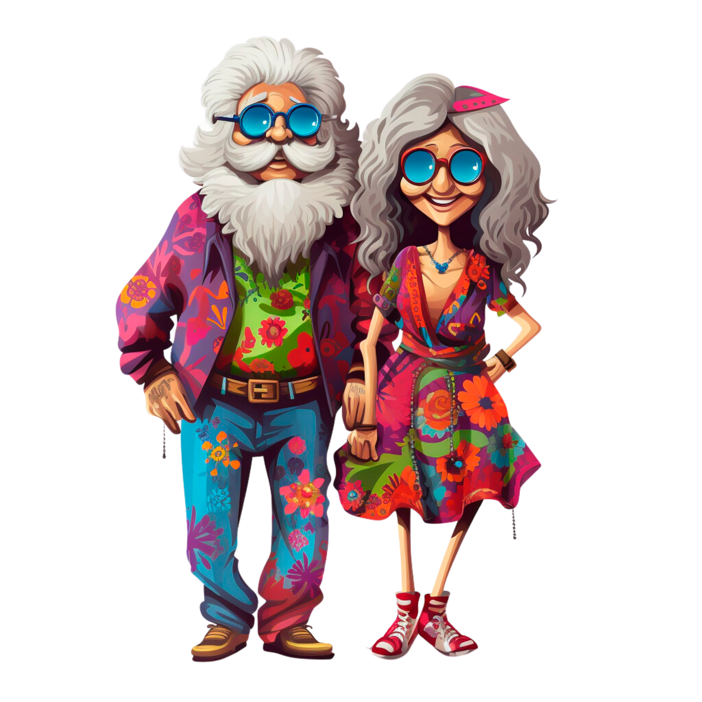 Old Couple Hippie Stickers - Print My Stickers