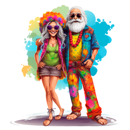 Old Couple Hippie Stickers - Print My Stickers