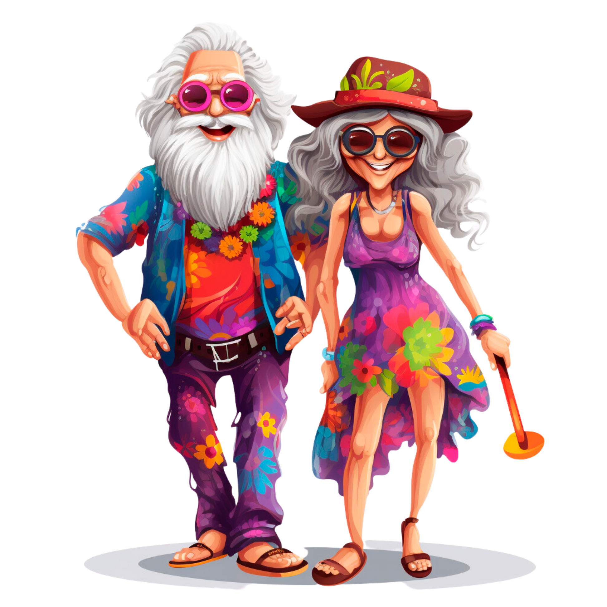 Old Couple Hippie Stickers - Print My Stickers