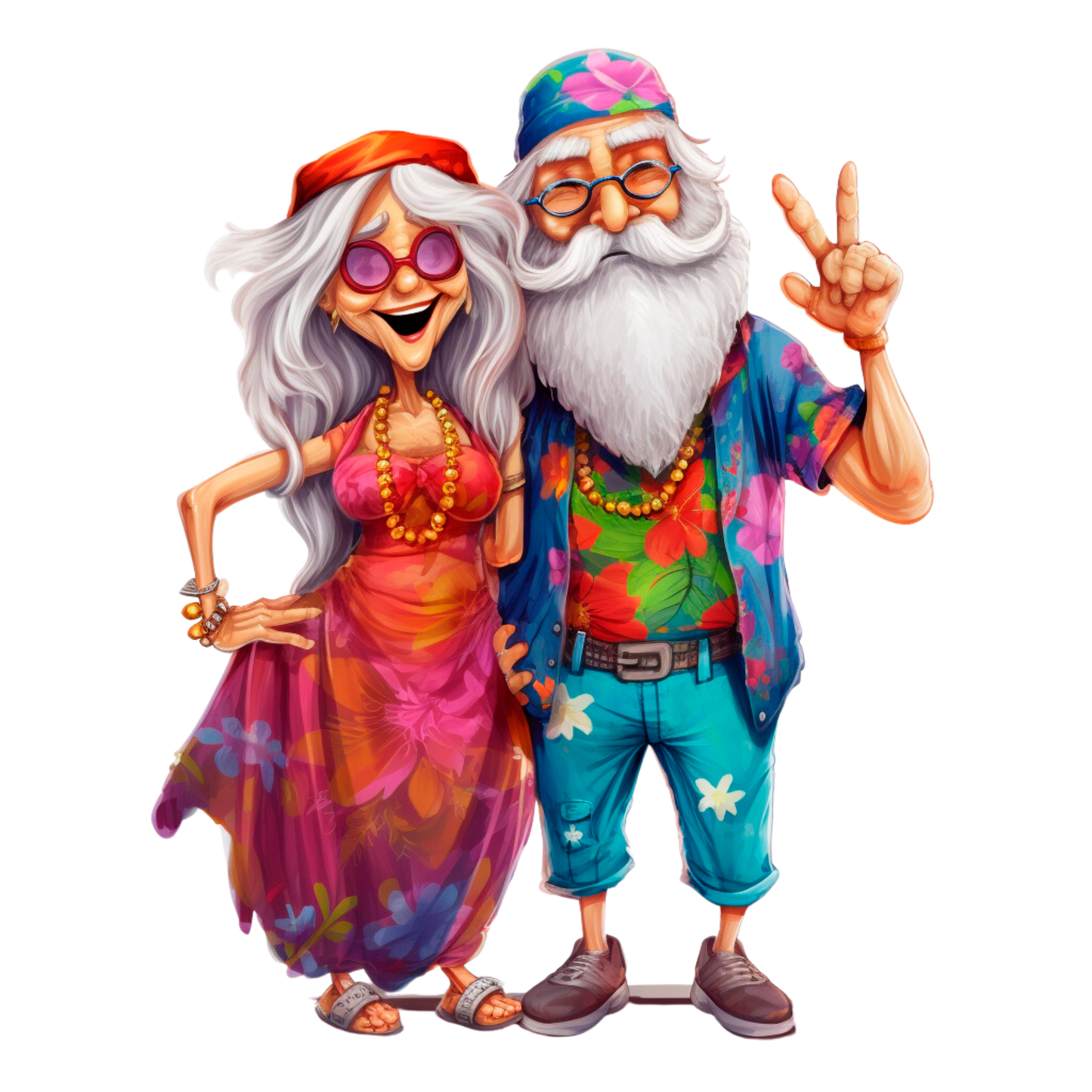 Old Couple Hippie Stickers - Print My Stickers