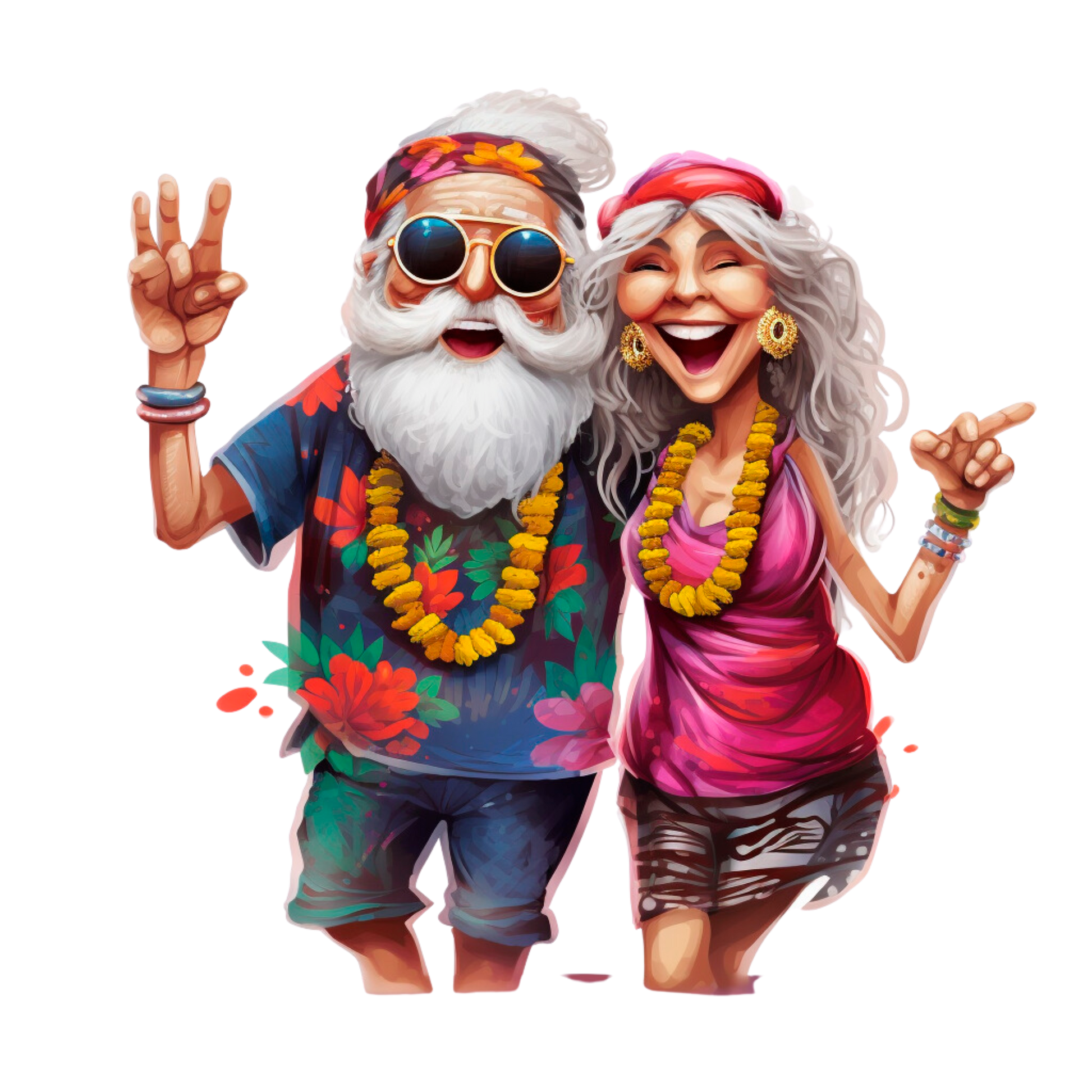 Old Couple Hippie Stickers - Print My Stickers