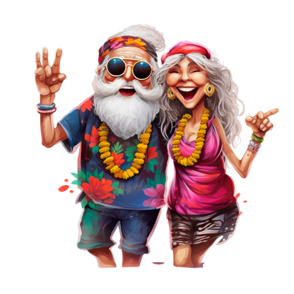 Old Couple Hippie Stickers - Print My Stickers