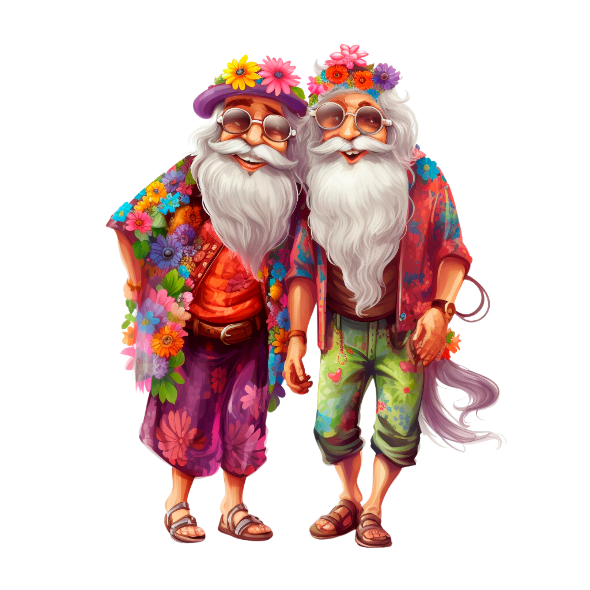 Old Couple Hippie Stickers - Print My Stickers