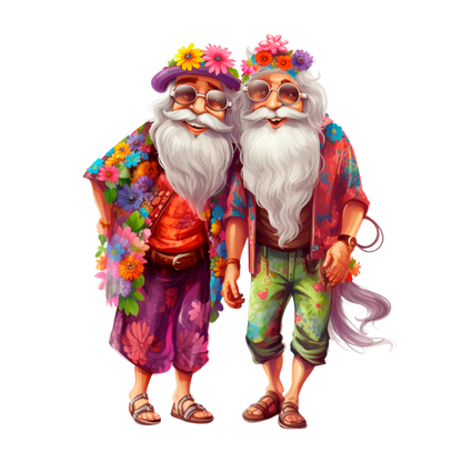 Old Couple Hippie Stickers - Print My Stickers