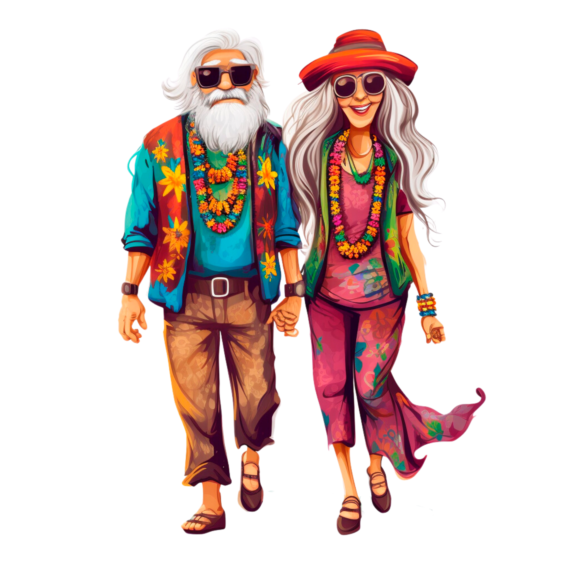 Old Couple Hippie Stickers - Print My Stickers